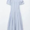 Flared Linen Midi Dress