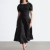 Flared Linen Midi Dress