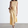 Flared Linen Midi Dress