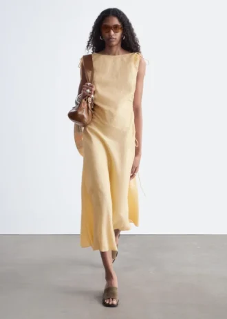 Flared Linen Midi Dress