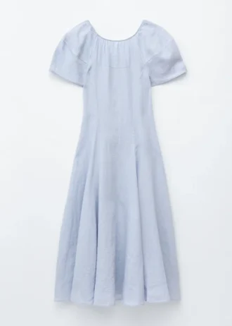 Flared Linen Midi Dress