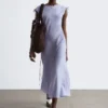 Flared Linen Midi Dress