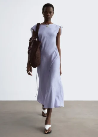 Flared Linen Midi Dress