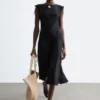 Flared Linen Midi Dress
