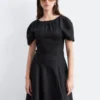 Flared Linen Midi Dress