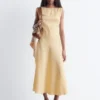 Flared Linen Midi Dress