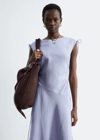 Flared Linen Midi Dress