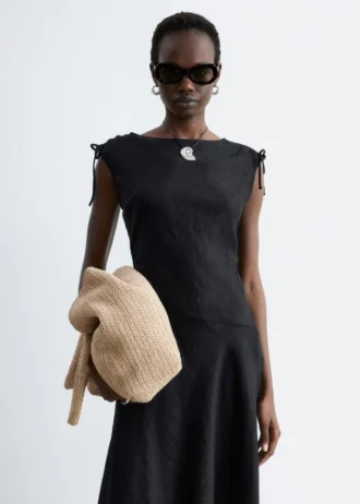 Flared Linen Midi Dress