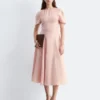 Flared Linen Midi Dress
