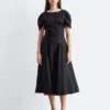 Flared Linen Midi Dress