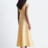 Flared Linen Midi Dress