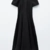 Flared Linen Midi Dress
