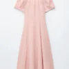Flared Linen Midi Dress