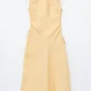 Flared Linen Midi Dress