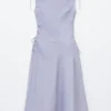 Flared Linen Midi Dress