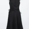 Flared Linen Midi Dress
