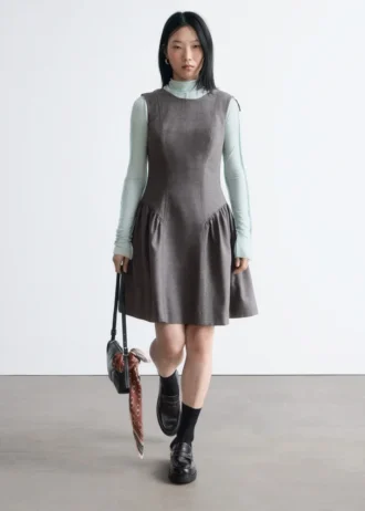 Flared Wool Mini Dress