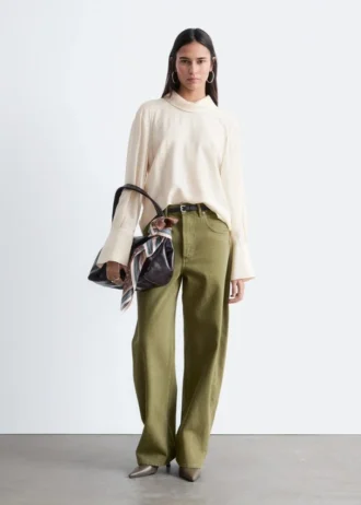Folded Stand-Collar Blouse
