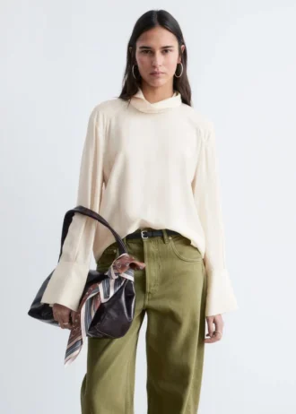 Folded Stand-Collar Blouse