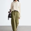 Folded Stand-Collar Blouse