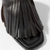 Fringed Leather Mules