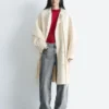 Fringed Shawl Wool Coat