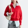Funnel-Neck Zip-Up Sweatshirt