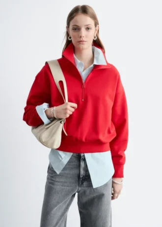 Funnel-Neck Zip-Up Sweatshirt