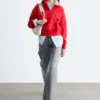Funnel-Neck Zip-Up Sweatshirt