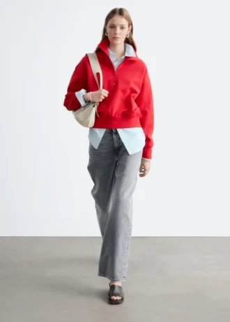 Funnel-Neck Zip-Up Sweatshirt