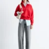 Funnel-Neck Zip-Up Sweatshirt