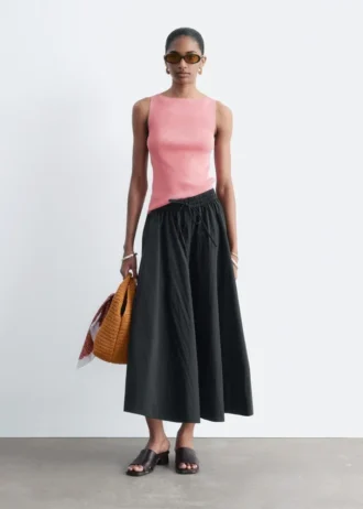 Gathered A-line Maxi Skirt