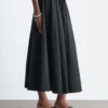 Gathered A-line Maxi Skirt