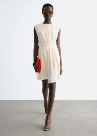 Gathered Silk Mini Dress