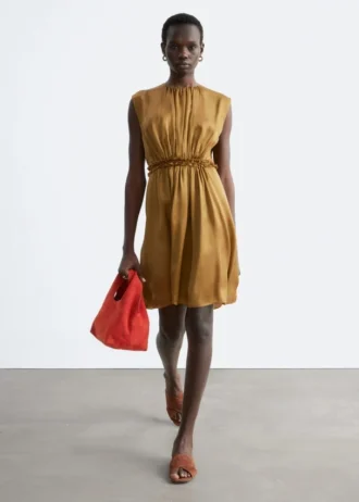 Gathered Silk Mini Dress