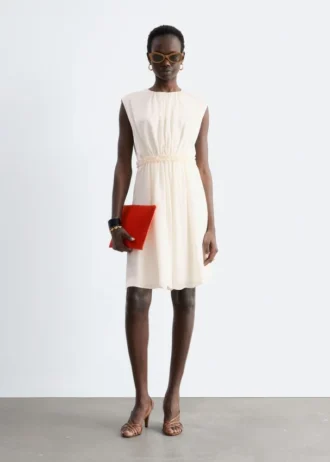 Gathered Silk Mini Dress