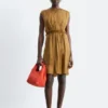 Gathered Silk Mini Dress
