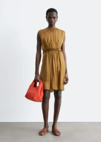 Gathered Silk Mini Dress