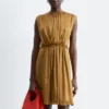 Gathered Silk Mini Dress