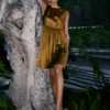 Gathered Silk Mini Dress