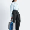 Gathered Stand-Collar Blouse