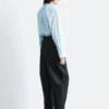 Gathered Stand-Collar Blouse