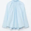Gathered Stand-Collar Blouse