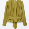 Gathered Tie-Belt Blouse