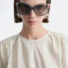 Gathered Tie-Belt Blouse