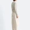 Gathered Tie-Belt Blouse