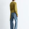 Gathered Tie-Belt Blouse