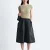 Gathered Twill Midi Skirt