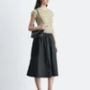 Gathered Twill Midi Skirt