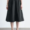 Gathered Twill Midi Skirt